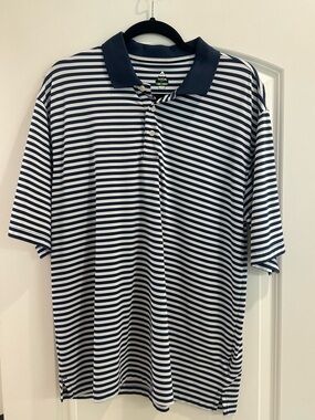 Bolle Golf Large Navy and White Horizontal Stripe Polo
